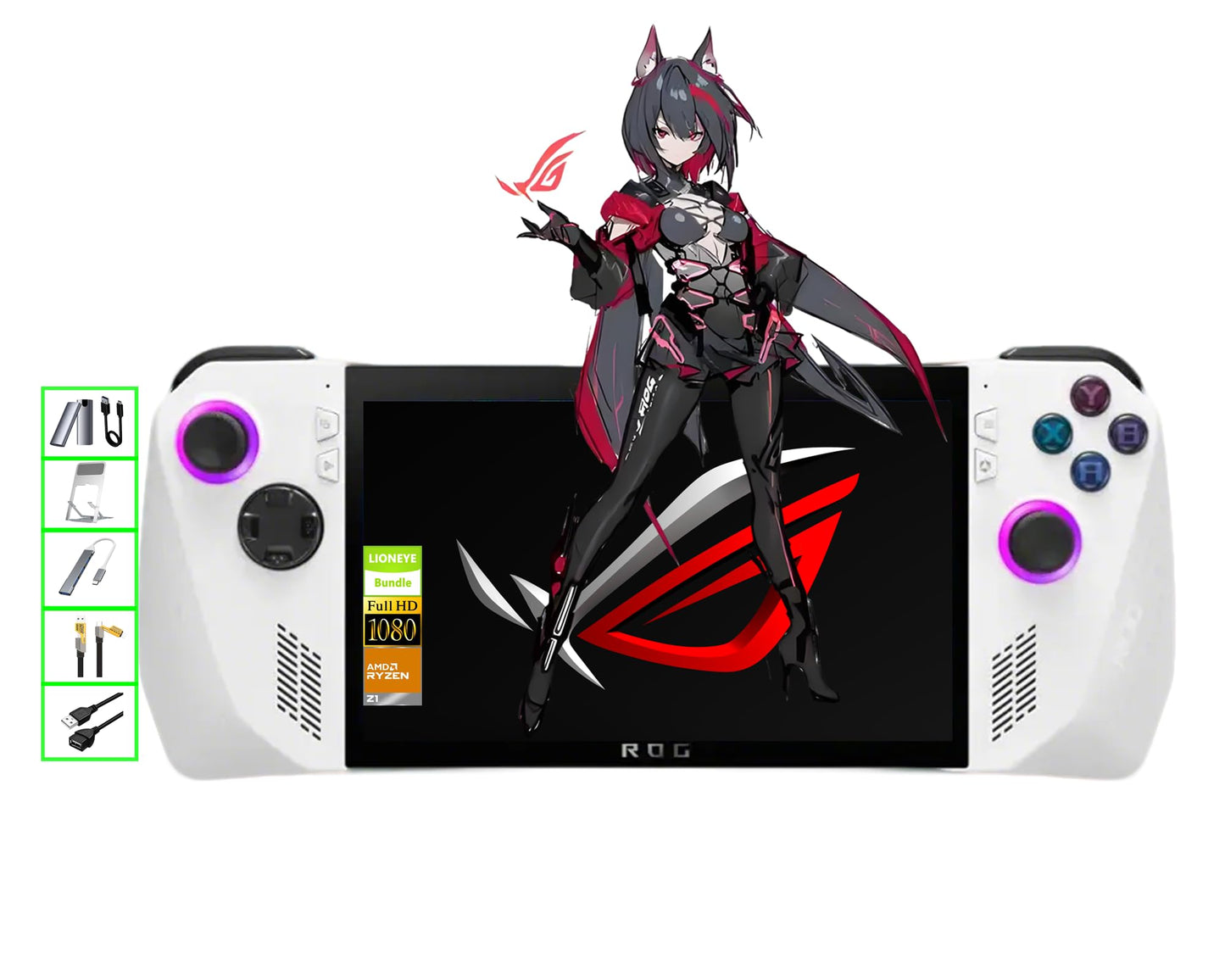 Asus Rog Ally Handheld Gaming Pc | 7'' 120Hz Fhd Touchscreen Gamer Laptop | 16Gb Lpddr5 Ram | 2Tb Ssd & 128Gb Portable Ssd | Amd