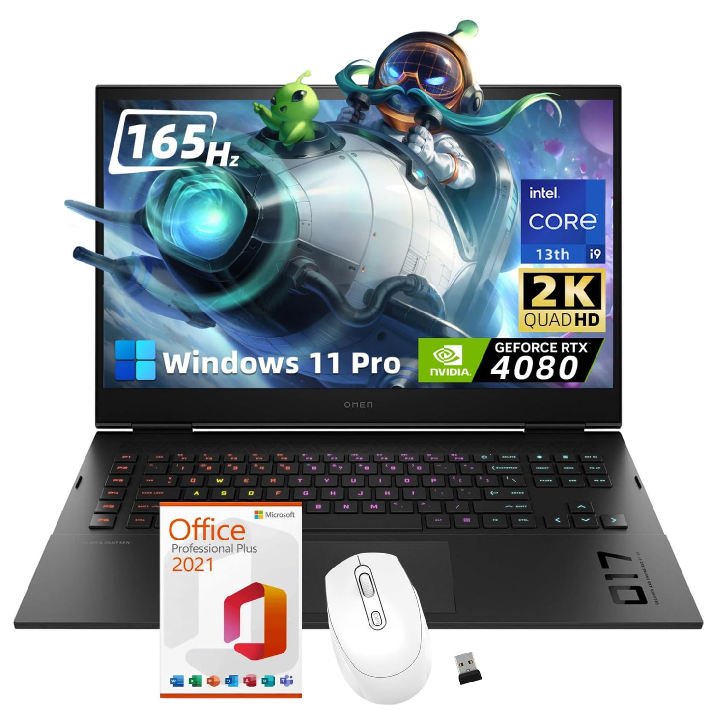 Hp Omen 17.3'' Gaming Laptop - Qhd 165Hz Display, Intel 24 Cores I9-13900Hx, Geforce Rtx 4080, 32Gb Ddr5, 1Tb Ssd, Wifi 6E, Back