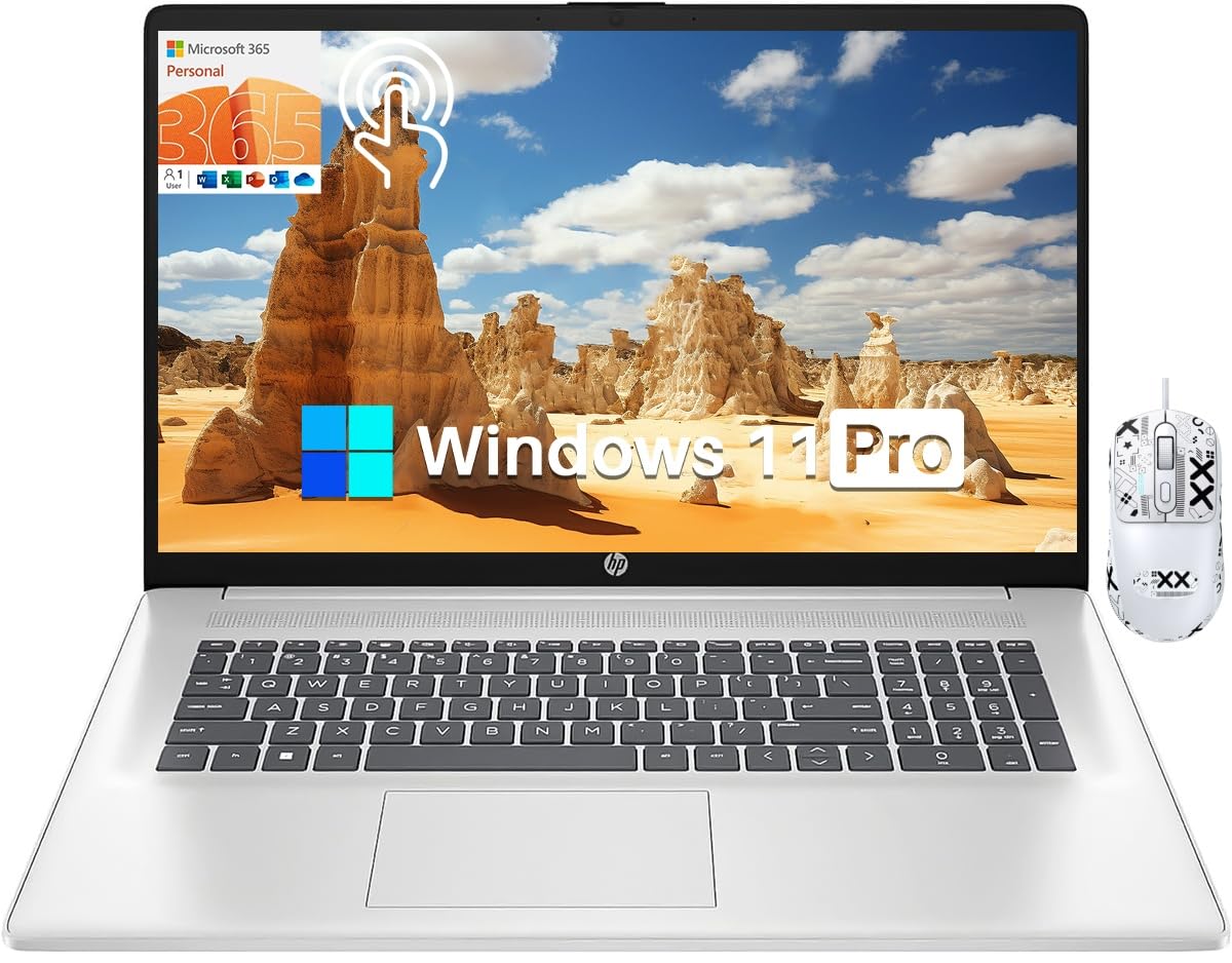Hp 17 Inch Lapto Student Business, 17.3 Hd+ Touch Screen, 32 Gb Ram, 2 Tb Ssd, Intel Pentium Silver N5030, 1-Year Microsoft 3