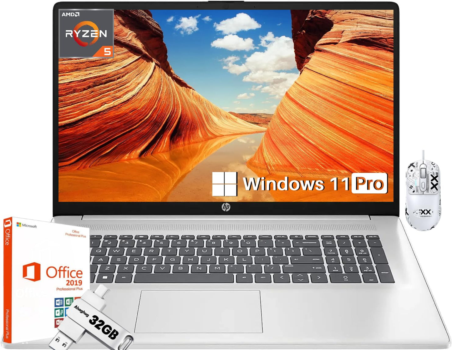 Hp 17 Student And Business Laptop- With Microsoft Office Pro Lifetime License, 64 Gb Ram, 2 Tb Ssd, Amd Ryzen 5 7530U, Wi-Fi 6,
