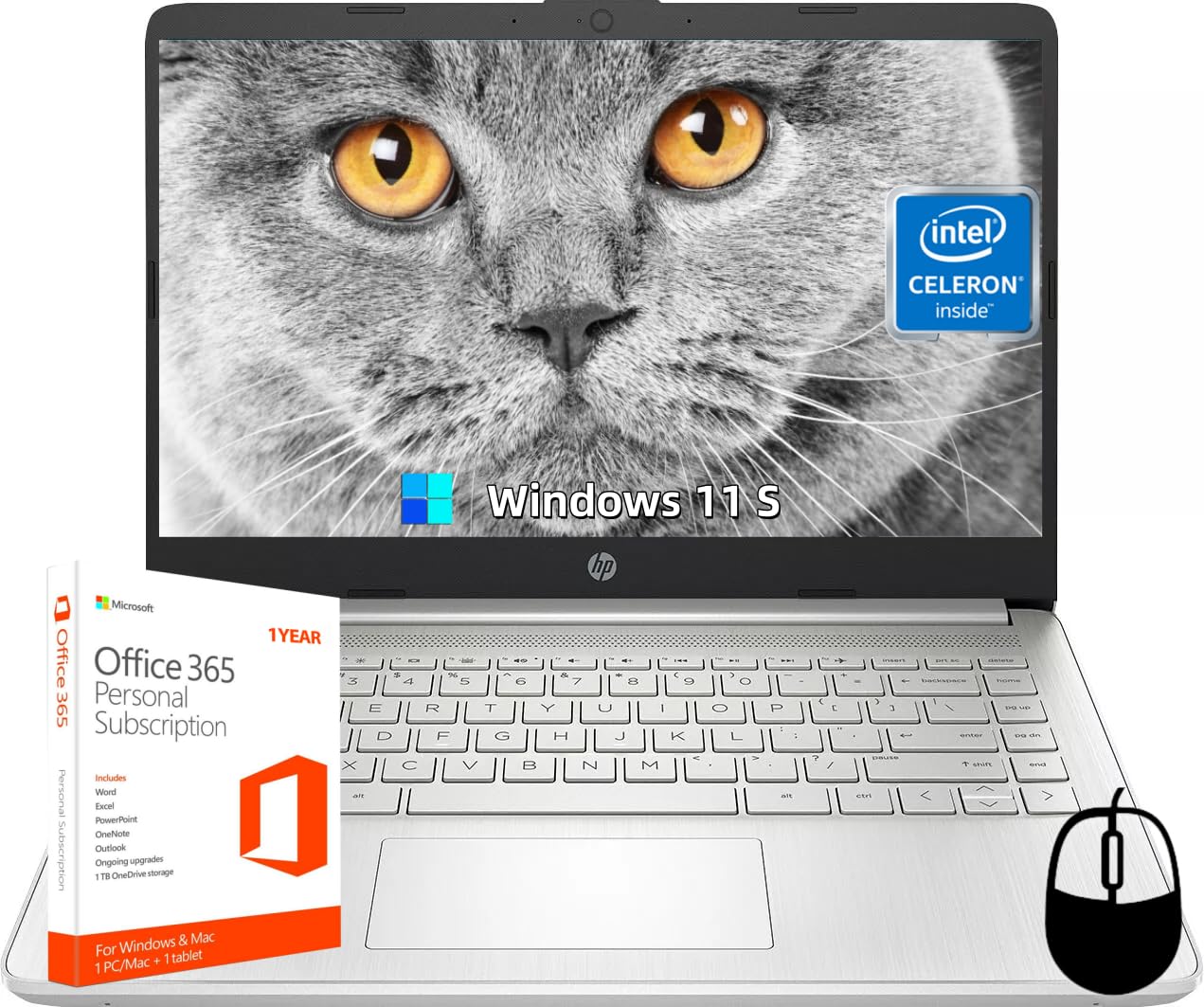Hp 14'' Laptop For Student Business, Intel Quad-Core N4120, 16Gb Ram + 384Gb Storage (128Gb Emmc+256Gb Msd), Long Battery Life,