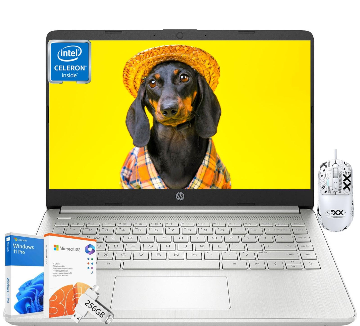 Hp 14 Inch Student Business Laptop Computer - Windows 11 Pro, Intel Quad-Core Cpu, 16 Gb Ram, 320 Gb Storage(64 Gb Emmc+256 Gb U