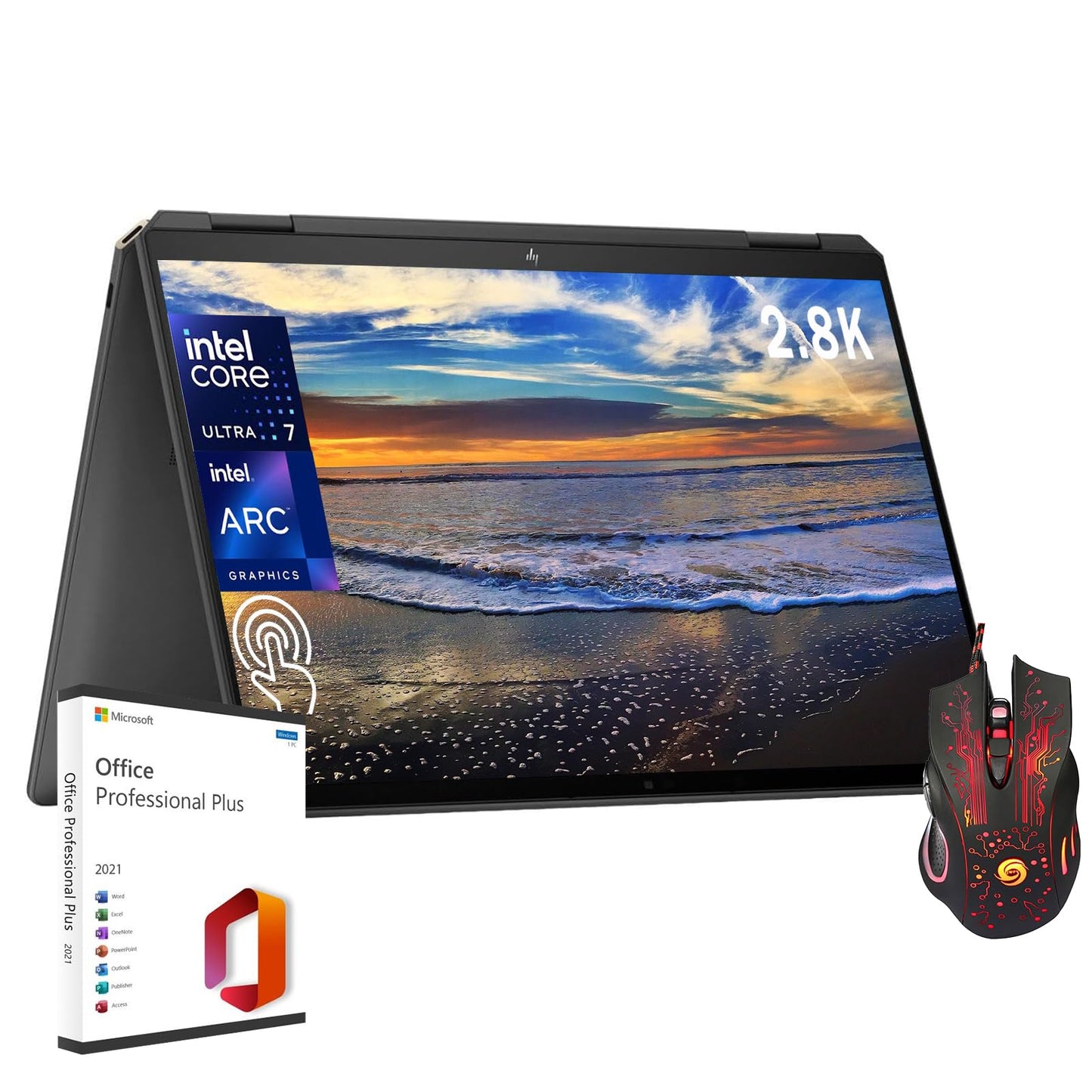 Hp 2024 Newest Spectre 2-In-1 Laptop 2024, 14'' 2.8K Touchscreen, Ultra 7 155H, 16Gb Ddr5, 1Tb Ssd, Intel Arc Gpu, Wifi 6E, Back