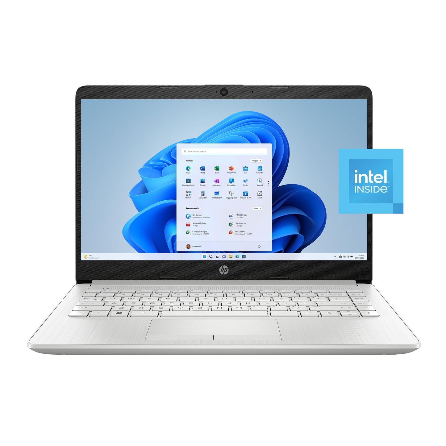 Hp 14'' Hd Windows Laptop, Intel Celeron N4120, 4 Cores, 4Gb Ram, 64Gb Emmc, Natural Silver, Windows 11 Home, 12-Mo. Office 365