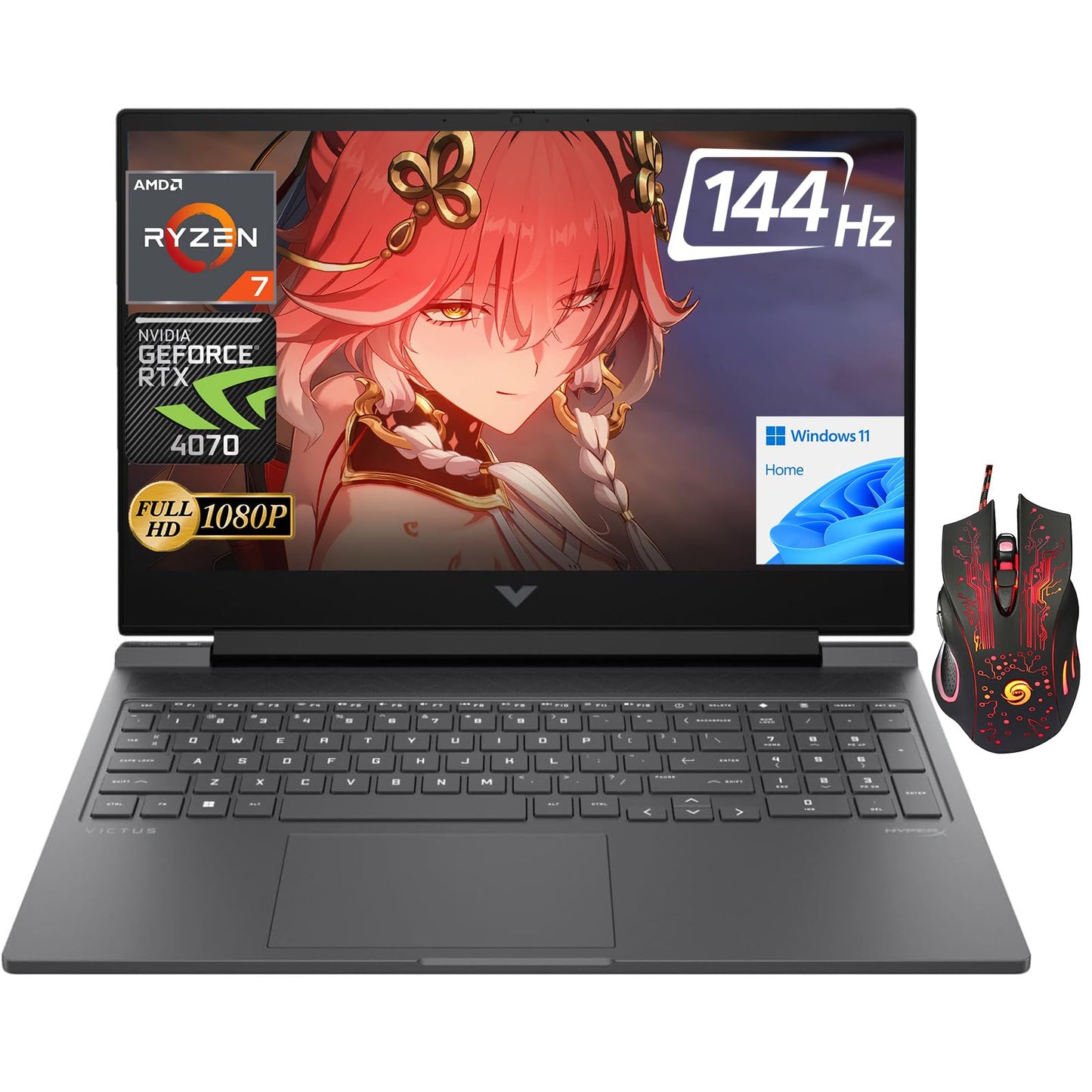 Hp 2024 Newest Victus Gaming Laptop, 16.1'' Fhd 144Hz Display, Amd Ryzen 7-8845Hs, Nvidia Geforce Rtx 4070, 32Gb Ddr5, 2Tb Ssd,