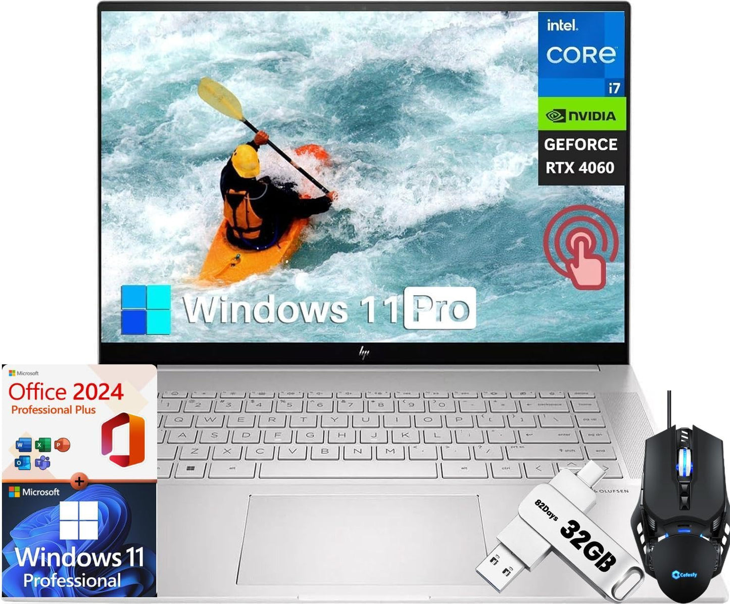 Hp Envy 16 Laptop, Geforce Rtx 4060, 14-Core Intel I7-13700H, 16'' Wqxga Touchscreen Business And Gaming Laptop, 64 Gb Ddr5, 1 T