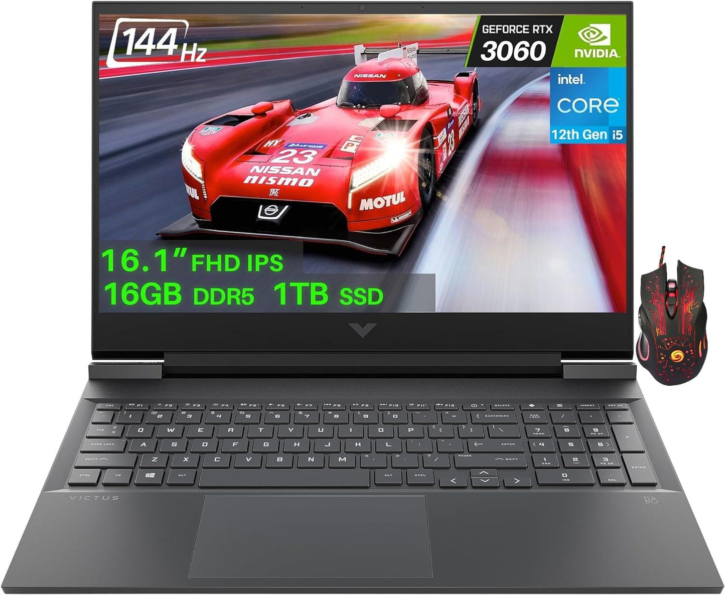 Hp 2024 Newest Victus Gaming Laptop, 16.1'' 144Hz Display, Intel 12-Core I5-12500H Processor, Nvidia Geforce Rtx 3060, 16Gb Ddr5
