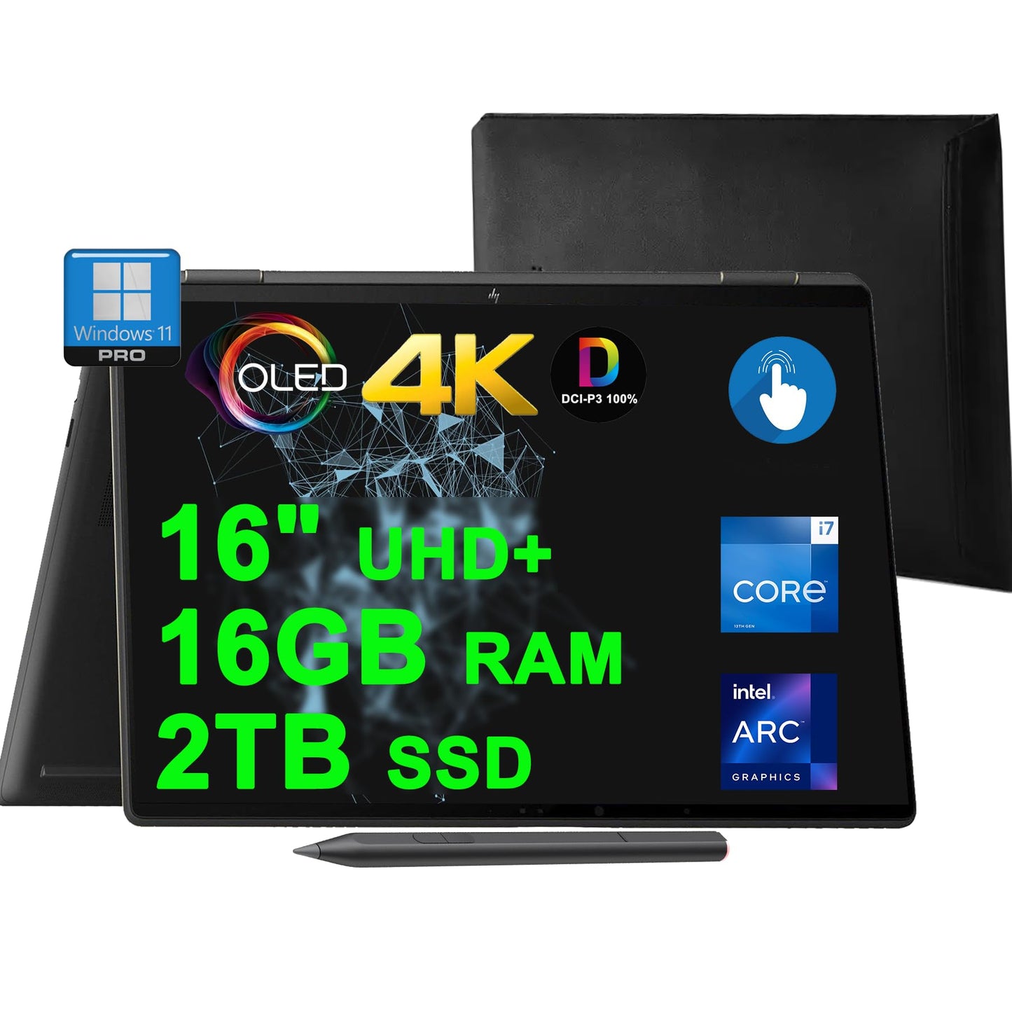 Hp Spectre X360 Business 2-In-1 Laptop 16'' 4K Oled Touch 500Nits Intel 12-Core I7-1360P 16Gb Ram 2Tb Ssd Intel Arc A370M Backli