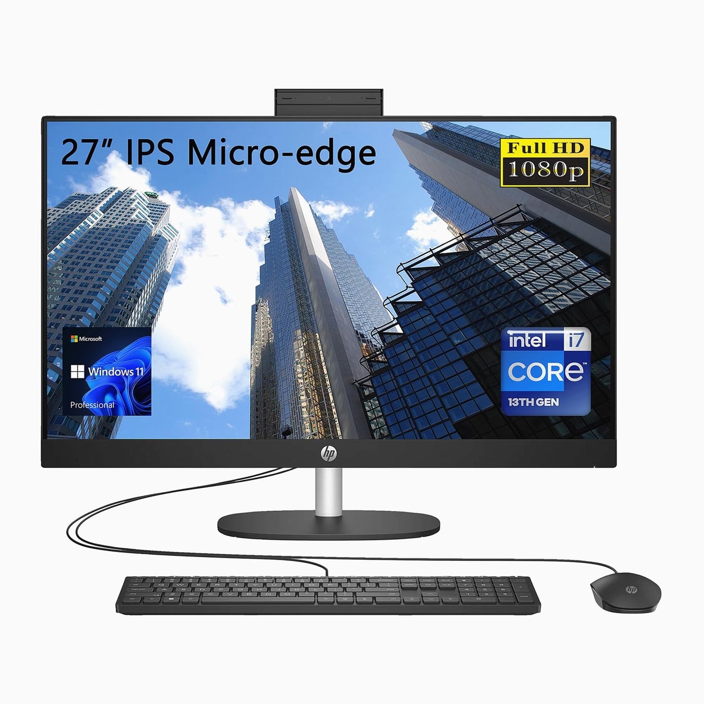 Hp Business 27 All In One Computer, 27'' Fhd Screen, Intel Core I7-1355U, 64Gb Ram, 2Tb Pcie Ssd, Ir Camera, Wired Kb & Mouse, H
