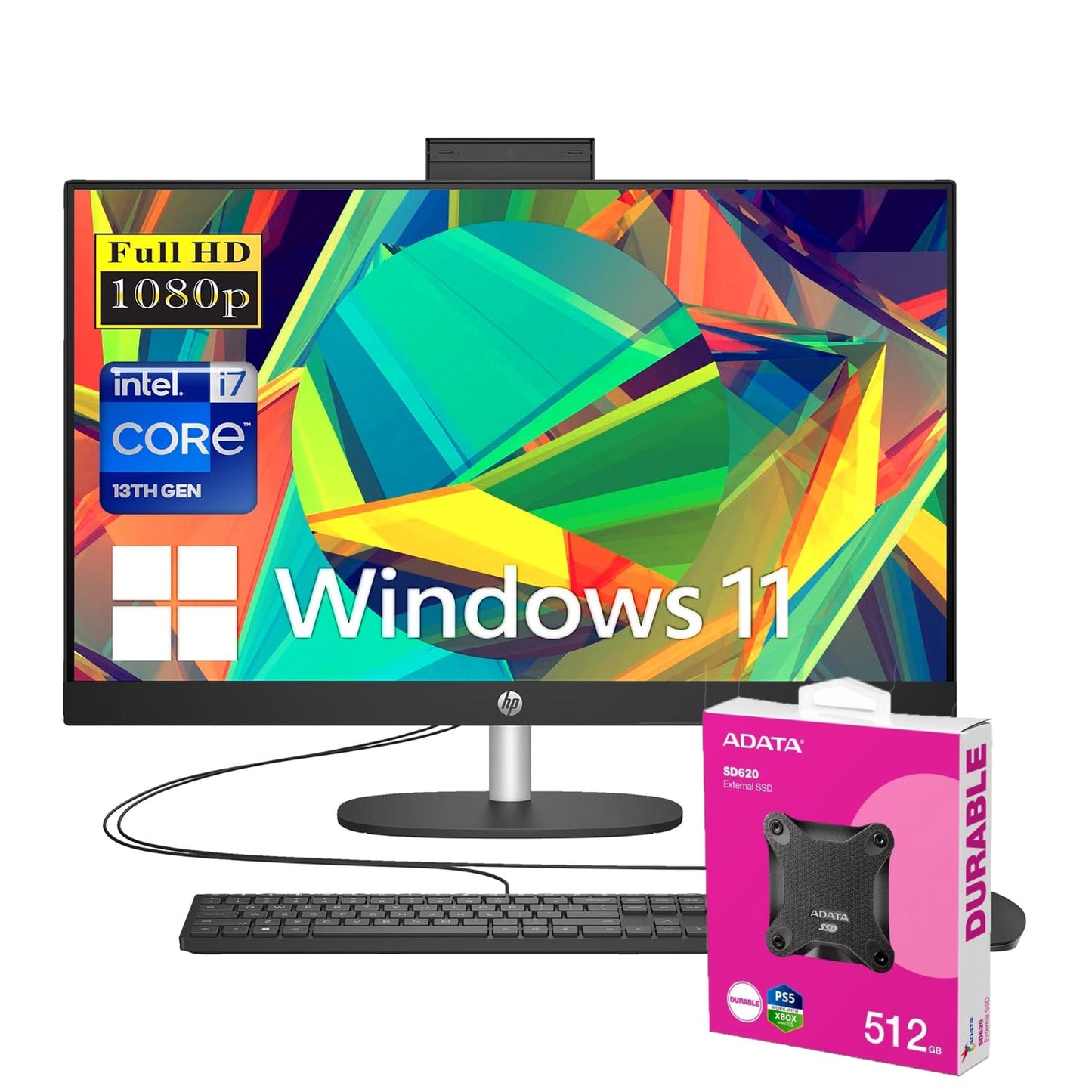Hp 27'' Fhd All In One Computer, Intel Core I7-1355U, 32Gb Ram, 1Tb Pcie Ssd, Ir Camera, Wired Kb & Mouse, Rj-45, Wi-Fi 6, Windo