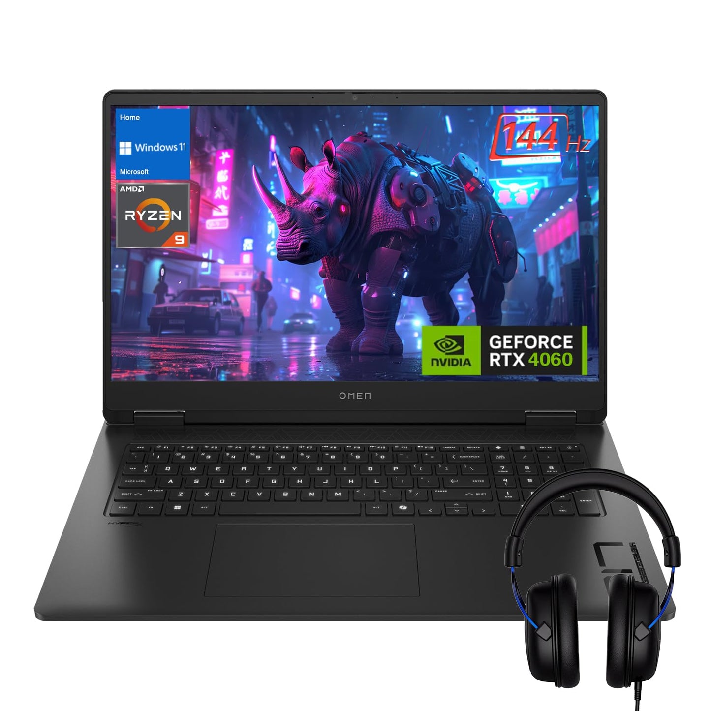 Hp Omen 17.3 144Hz Fhd Amd Ryzen 9 8945Hs Nvidia Geforce Rtx 4060 Ai Gaming Laptop, 64Gb Ddr5 Ram, 2Tb Ssd, Low Blue Light, Rgb