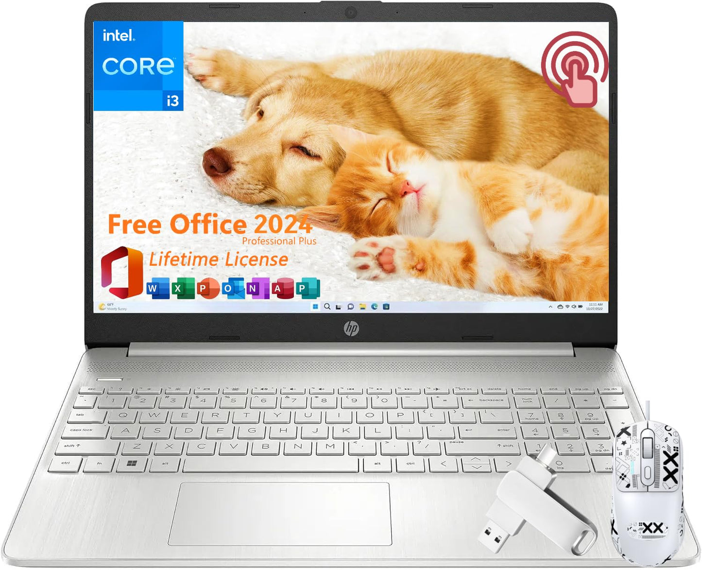 Hp 15.6'' Touchscreen Laptop- With Ms Office Pro 2024 Lifetime License & Windows 11 Pro, Intel 6-Core I3-1215U, 32 Gb Ram, 1 Tb