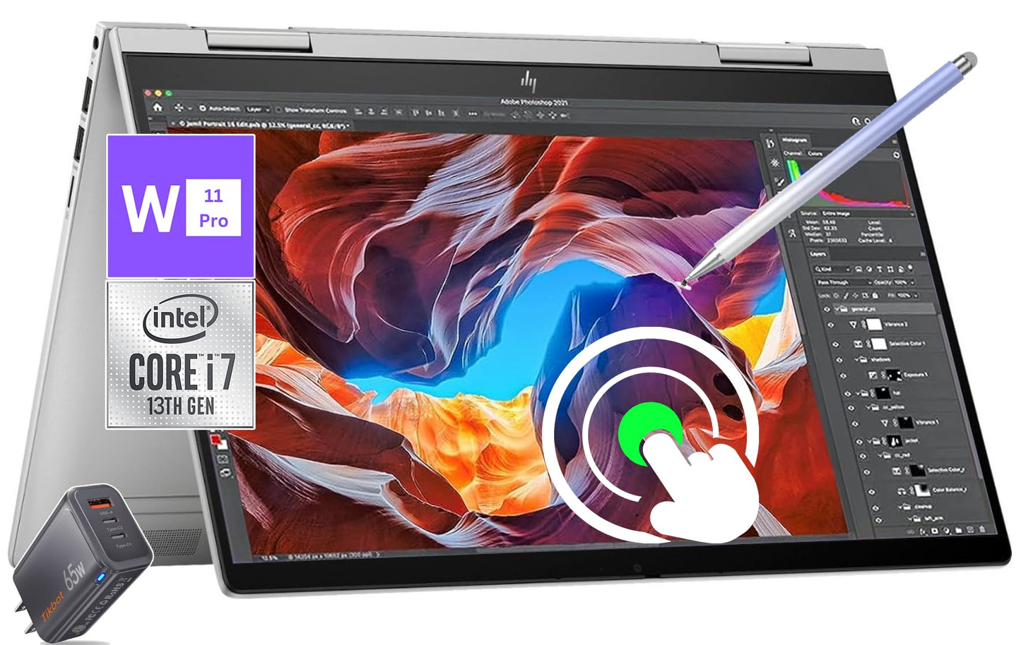 Hp Envy 14'' 2-In-1 Slim Laptop - Fhd - Touchscreen - Intel 10-Core I7-1355U - Wi-Fi 6E - Natural Silver 2023 Win11 Pro W/Stylus