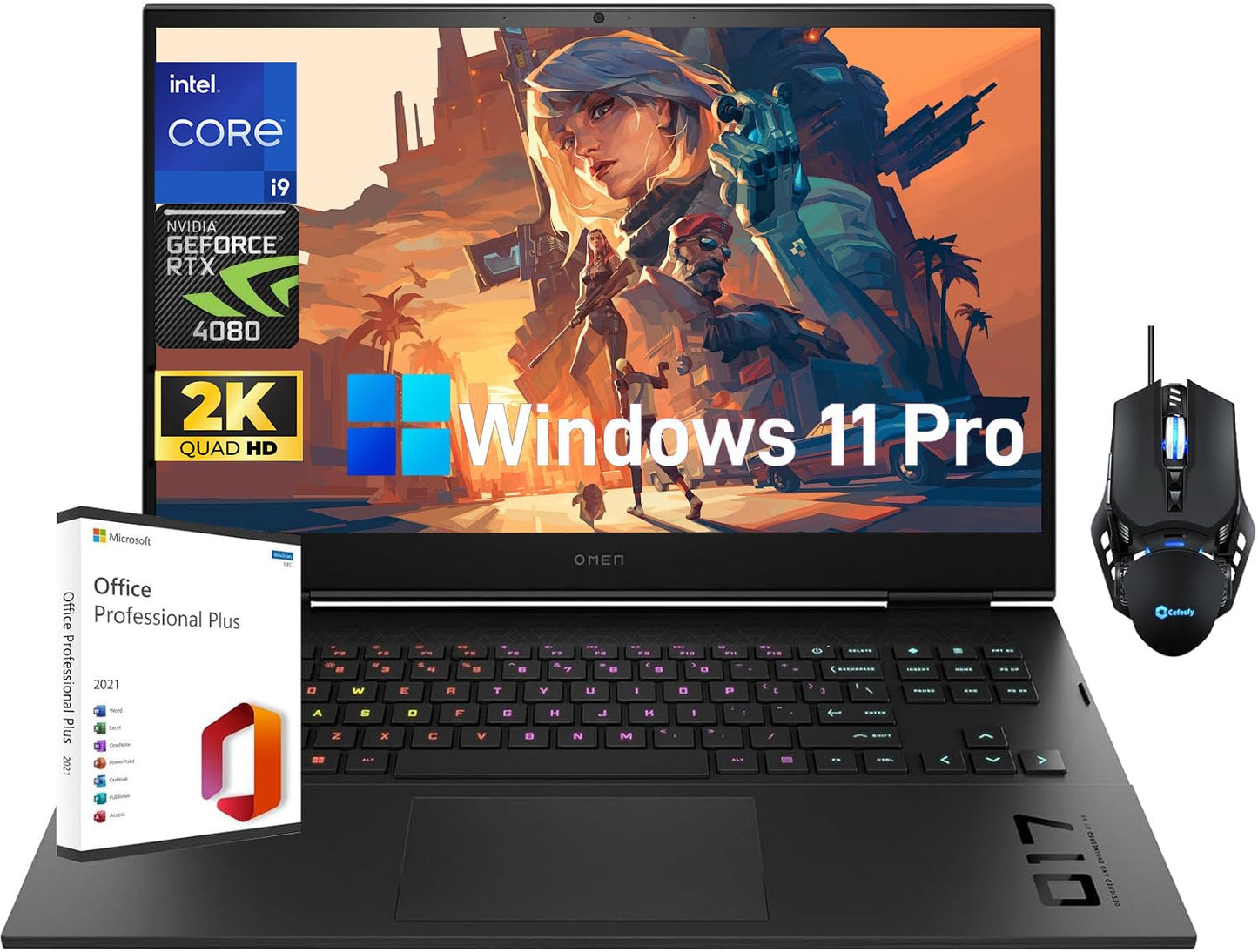 Hp 2024 Newest Omen Gaming Laptop, 17.3'' Qhd 165Hz, I9-13900Hx(24 Cores), Geforce Rtx 4080, 32Gb Ddr5, 2Tb Ssd, Wifi 6E, Backli