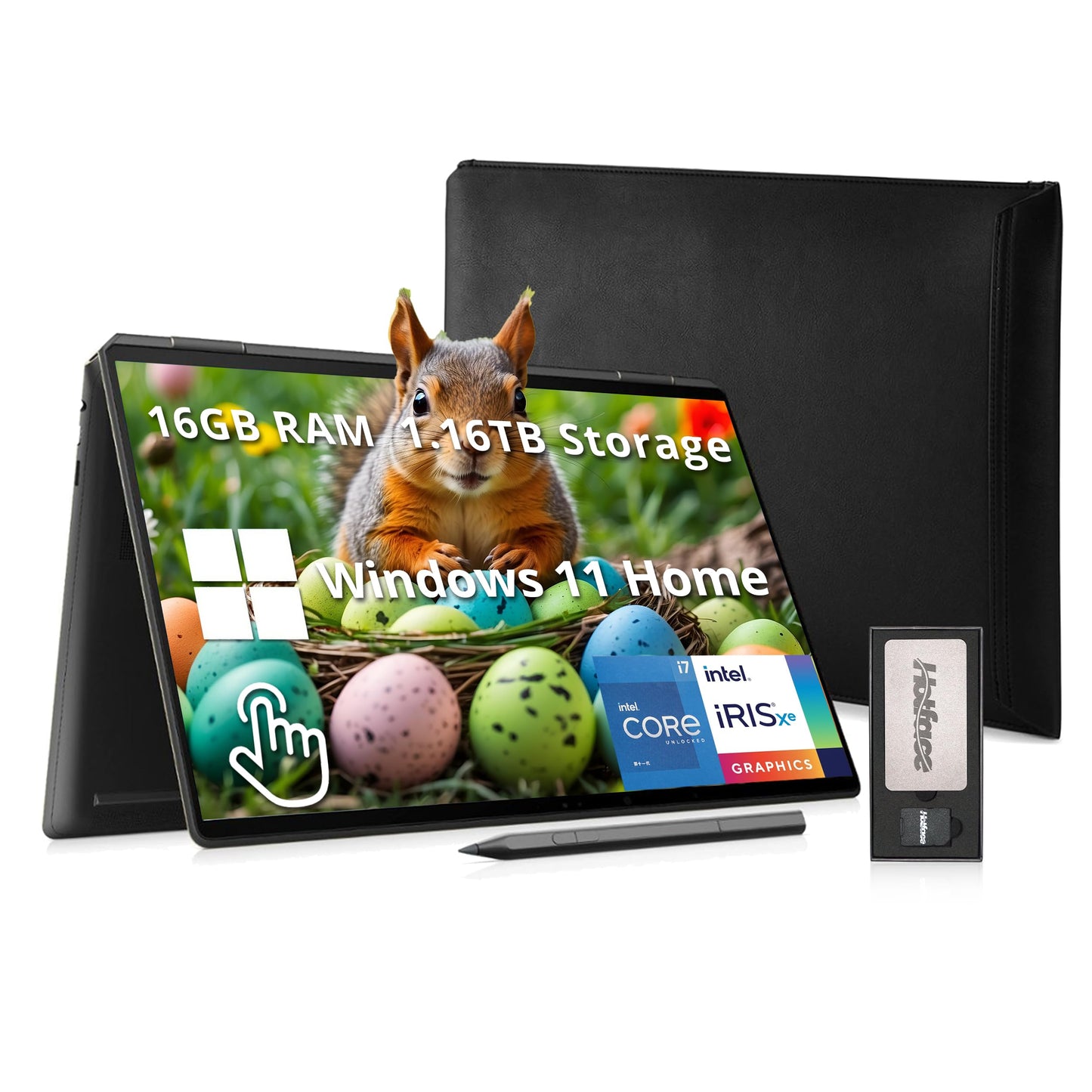 Hp Spectre X360 16'' 3K+ 2-In-1 Touch Laptop, Intel I7-13700H, 16Gb Ram, 1.16Tb Storage(1Tb Ssd+160Gb Docking Station Set), Back