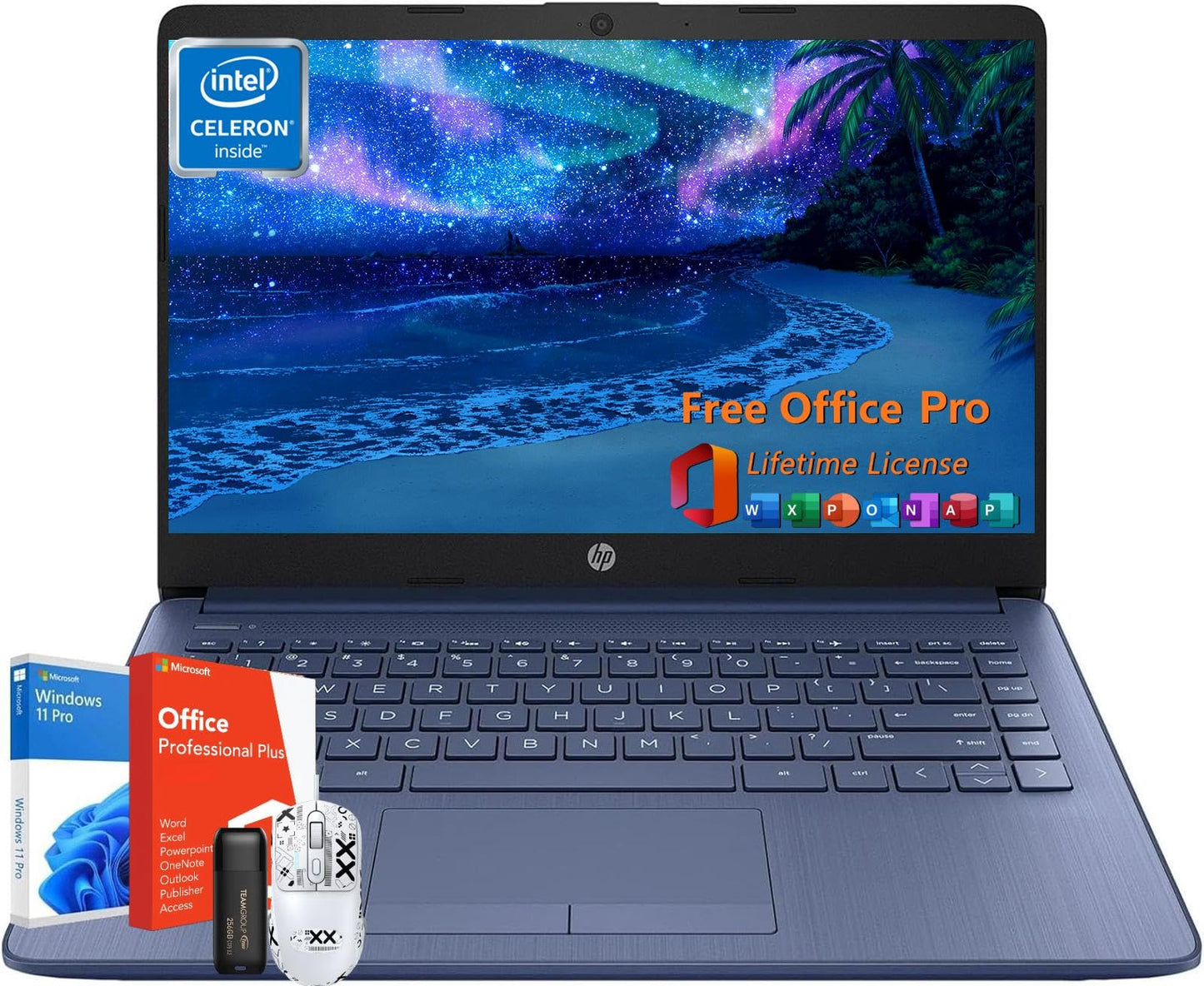 Hp 14 Inch Laptop Student Business, With Windows 11 Pro, Intel Dual Core N4120, 16Gb Ram, 320Gb Storage(64Gb Emmc+256Gb Usb C Fl