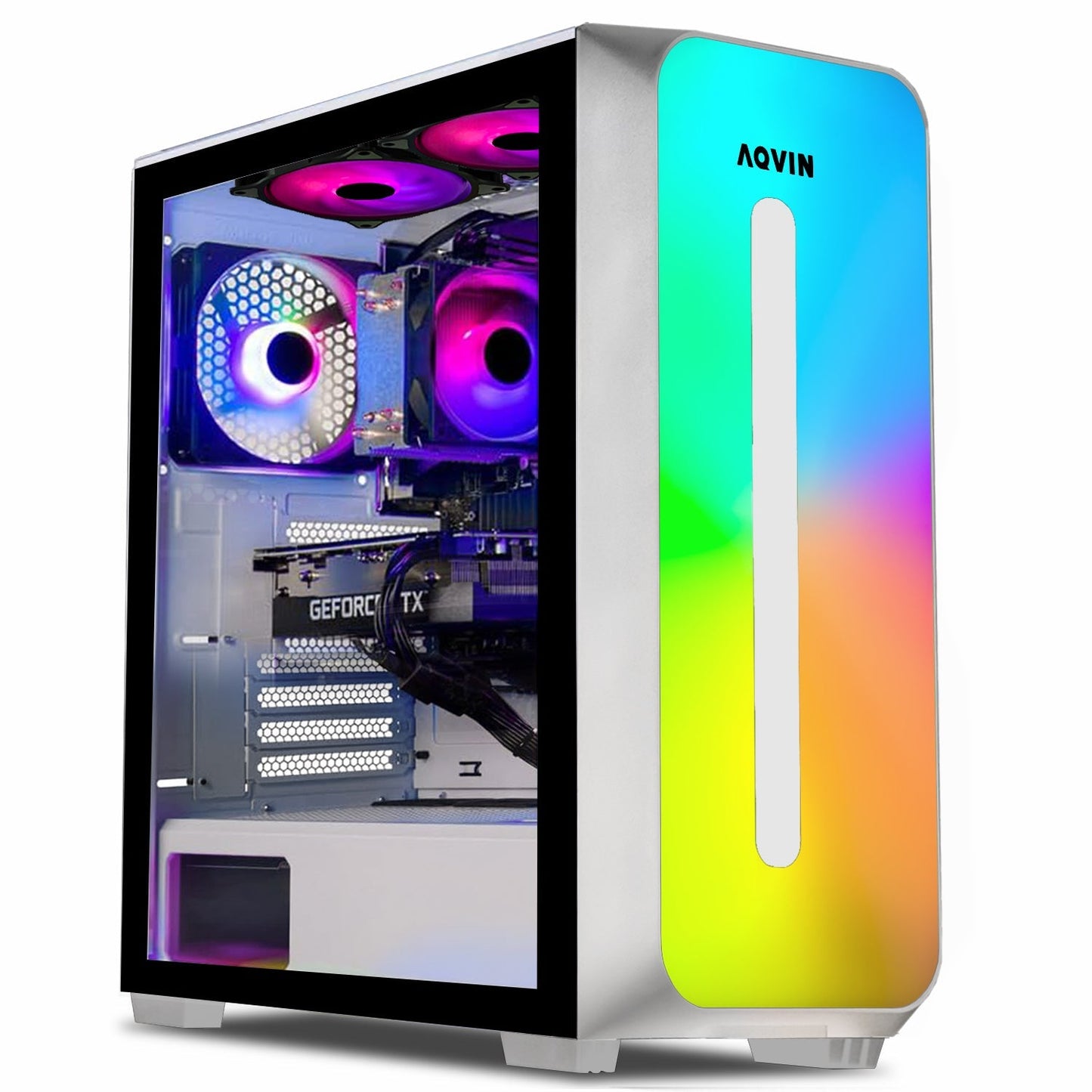 AQVIN Gaming PC Desktop Computer Tower, Intel Core i7 up to 4.60 GHz, 32GB DDR4 RAM, 1TB - 2TB SSD, RX 580, GTX 1660s, RTX 3050, RTX 3060, Windows 11 Pro, WIFI - RGB Keyboard and Mouse