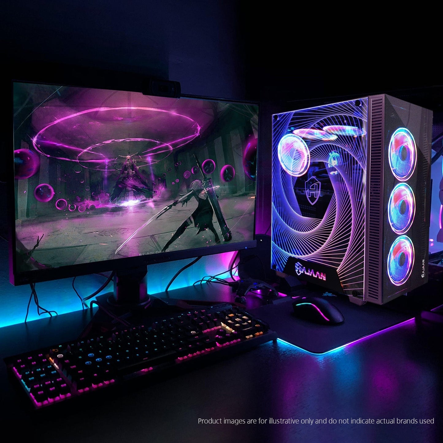 HAJAAN Gaming PC | 32” Inch Curved Gaming Monitor | Intel Core i7 Processor | GeForce RTX 4060 | Wi-Fi Ready | Windows 11 Pro