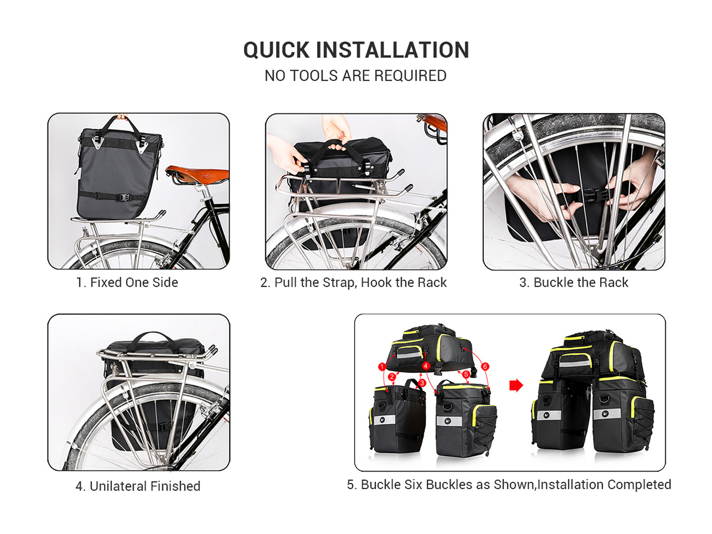 Jasion Ebike® 3 in 1 Cycling Multi-Function Waterproof Ebike Rear Rack Bag