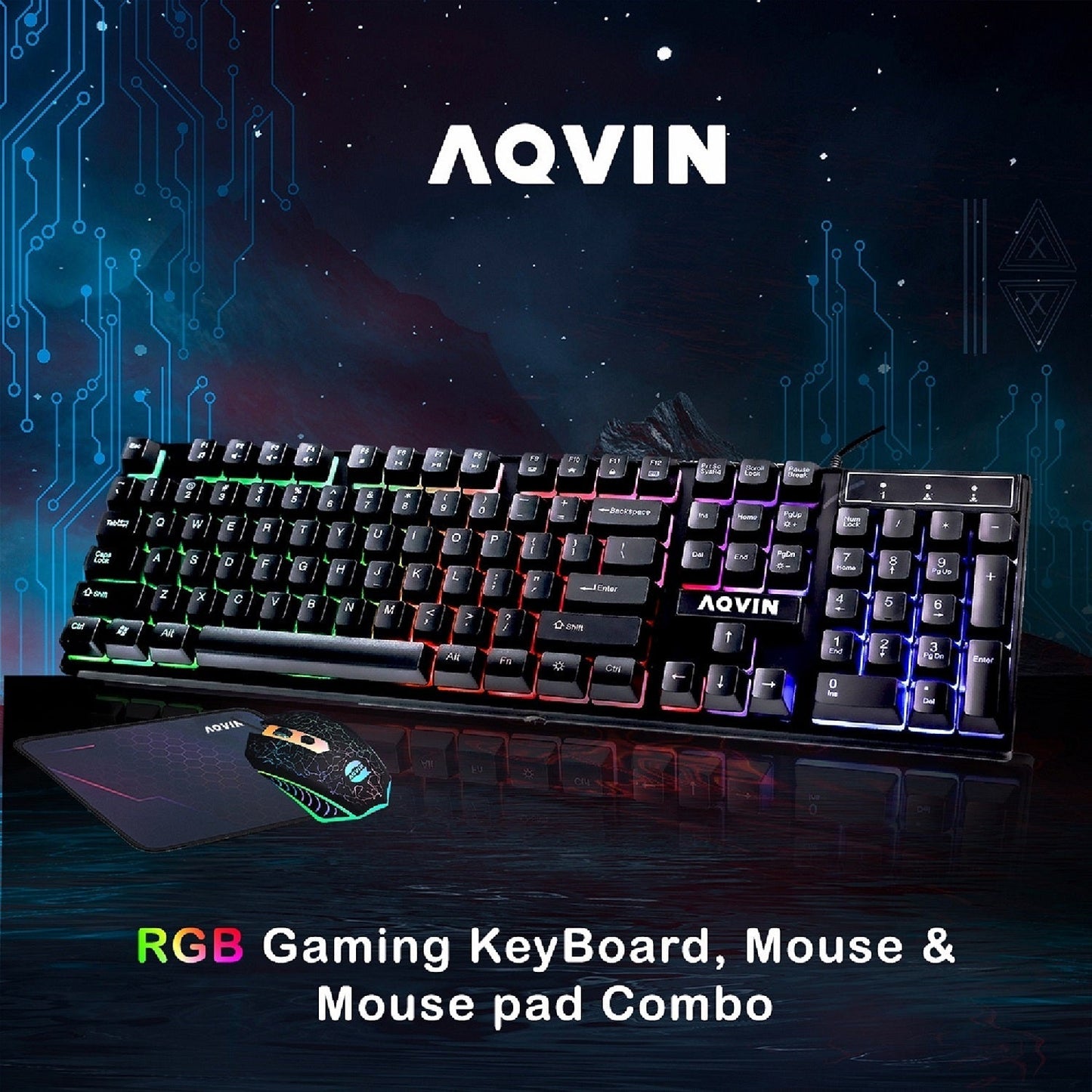 AQVIN AQ10 Gaming Desktop Computer Combo Tower | RGB Fan Lights | Core i7 CPU up to 4.60 GHz | 32GB DDR4 RAM | 1TB - 2TB SSD | RX 580, GTX 1050Ti, 1630, 1650, 1660s | Windows 11 Pro | Gaming Keyboard and Mouse