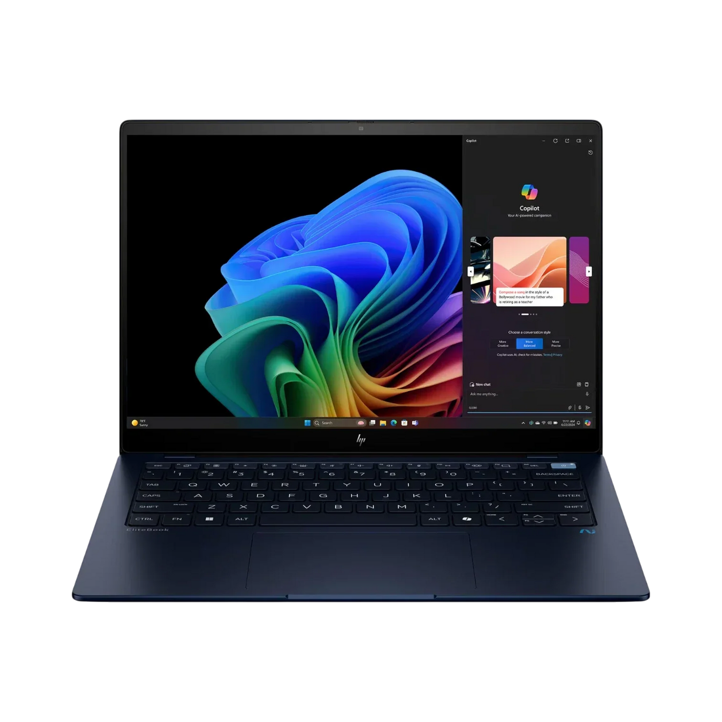 HP EliteBook Ultra G1q Copilot+ 14" Multi-Touch Notebook, Qualcomm Snapdragon X, 16GB RAM, 512GB SSD (Atmospheric Blue)
