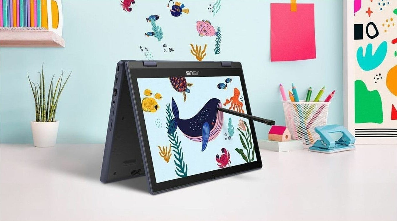 ASUS BR1204F BR1204FTA-YS14T 12.2" Touchscreen Rugged Convertible 2 in 1 Notebook, Intel N150, 4GB RAM, 128GB SSD (Mineral Gray)