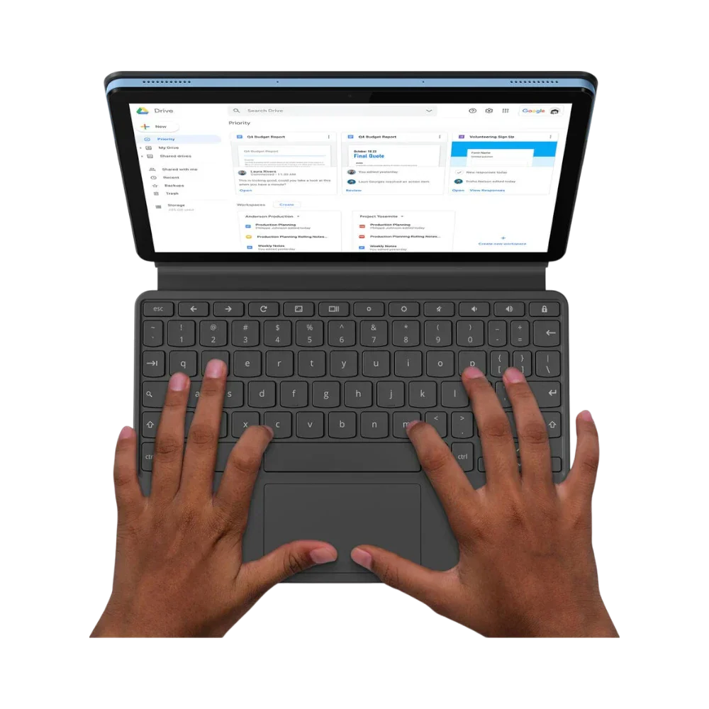 Lenovo IdeaPad Duet 10.1" Multi-Touch 2-in-1 Chromebook, MediaTek Helio P60T, 4GB RAM, 64GB eMMC (Ice Blue & Iron Gray)