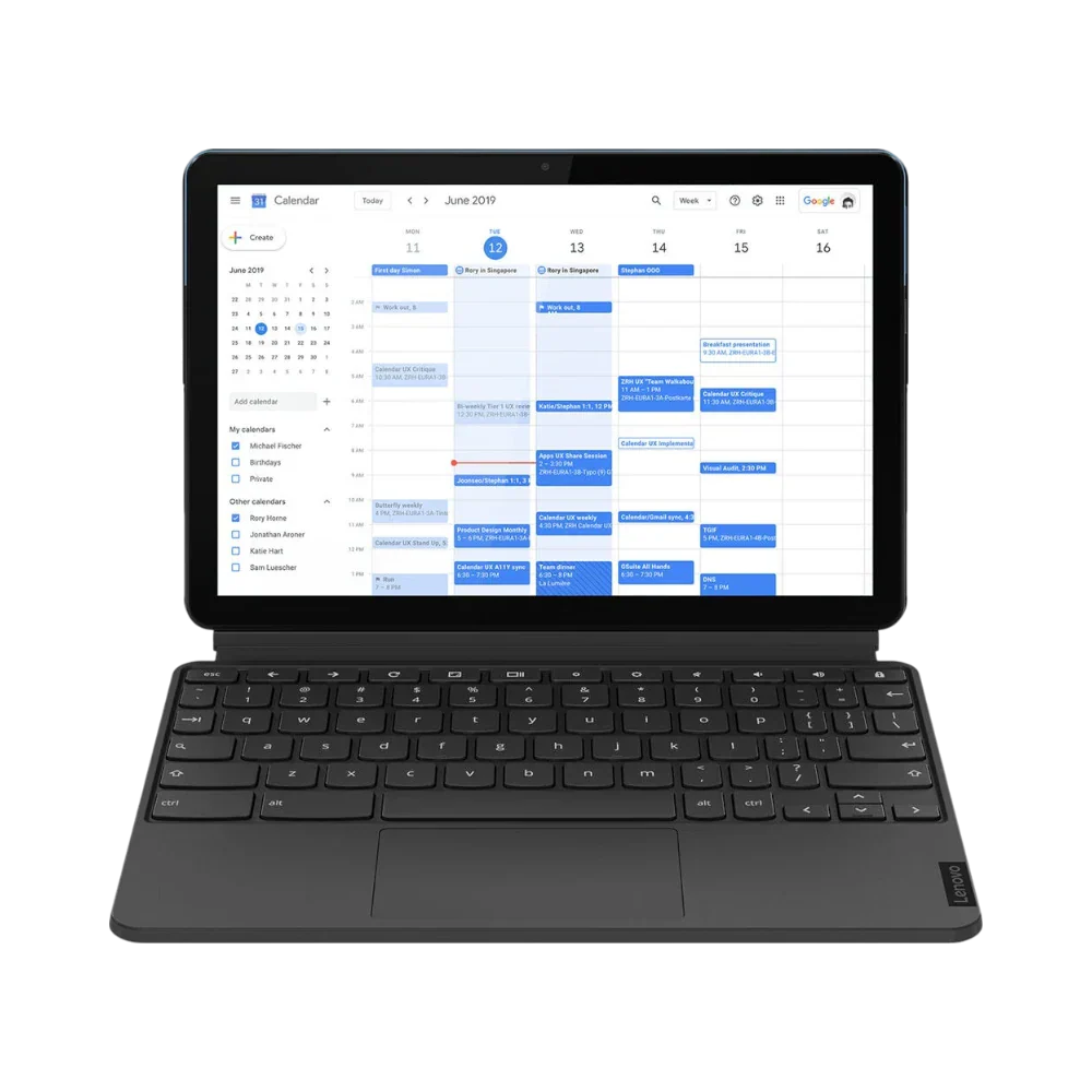 Lenovo IdeaPad Duet 10.1" Multi-Touch 2-in-1 Chromebook, MediaTek Helio P60T, 4GB RAM, 64GB eMMC (Ice Blue & Iron Gray)