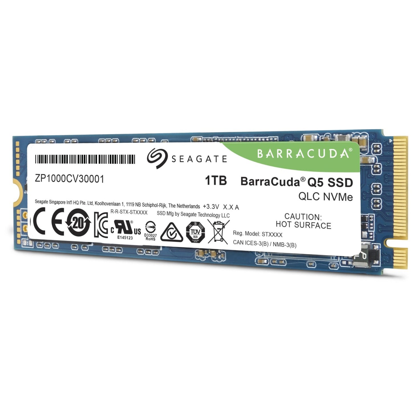Seagate BarraCuda Q5 NVMe 1TB SSD, R/W Speed up to 2,400/1,700MB/s - (ZP1000CV30001)