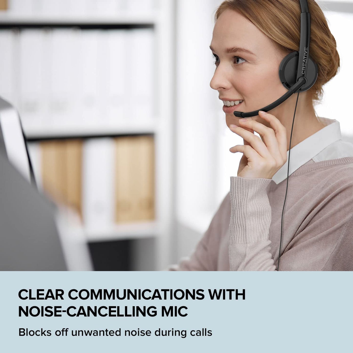 Creative HS-220 Wired Headset with Noise-Cancelling Mic and Inline Remote 30 mm Neodymium Drivers Plug-and-Play Compatible with any PC or Mac Computer USB-A port (51EF1070AA001)