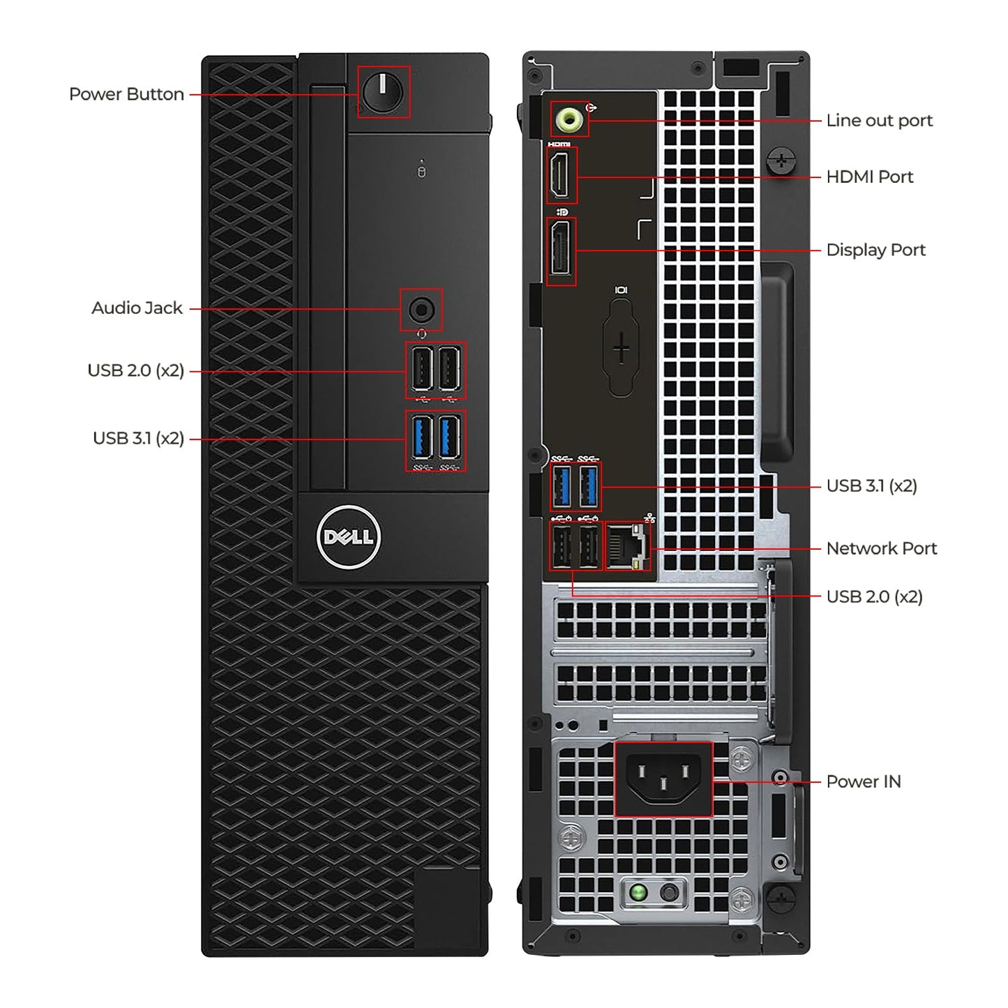 Dell OptiPlex 3050 SFF Desktop PC - Intel Core i5 - 6th Gen Up to 3.60 GHz Processor, 16GB DDR4 RAM, 512GB - 1TB SSD, Windows 10 Pro, New 24/27 inch FHD Monitor, RGB Speaker / SoundBar / Headset - Refurbished
