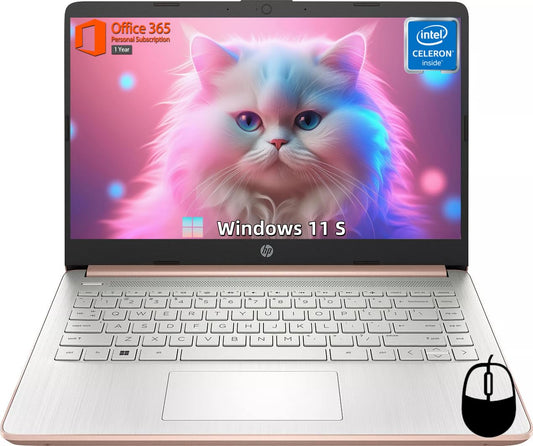 Hp 14'' Laptop For Student Business, Intel Quad-Core N4120, 8Gb Ram + 384Gb Storage (128Gb Emmc+256Gb Msd), Long Battery Life, W