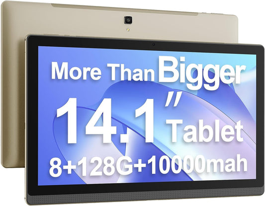 14.1 Inch Android 12 Tablet, 2023 Computer Meswao Big Tablet With 1080P Ips Hd Display, Large Screen Tablet With 8 Core, 6+128G,