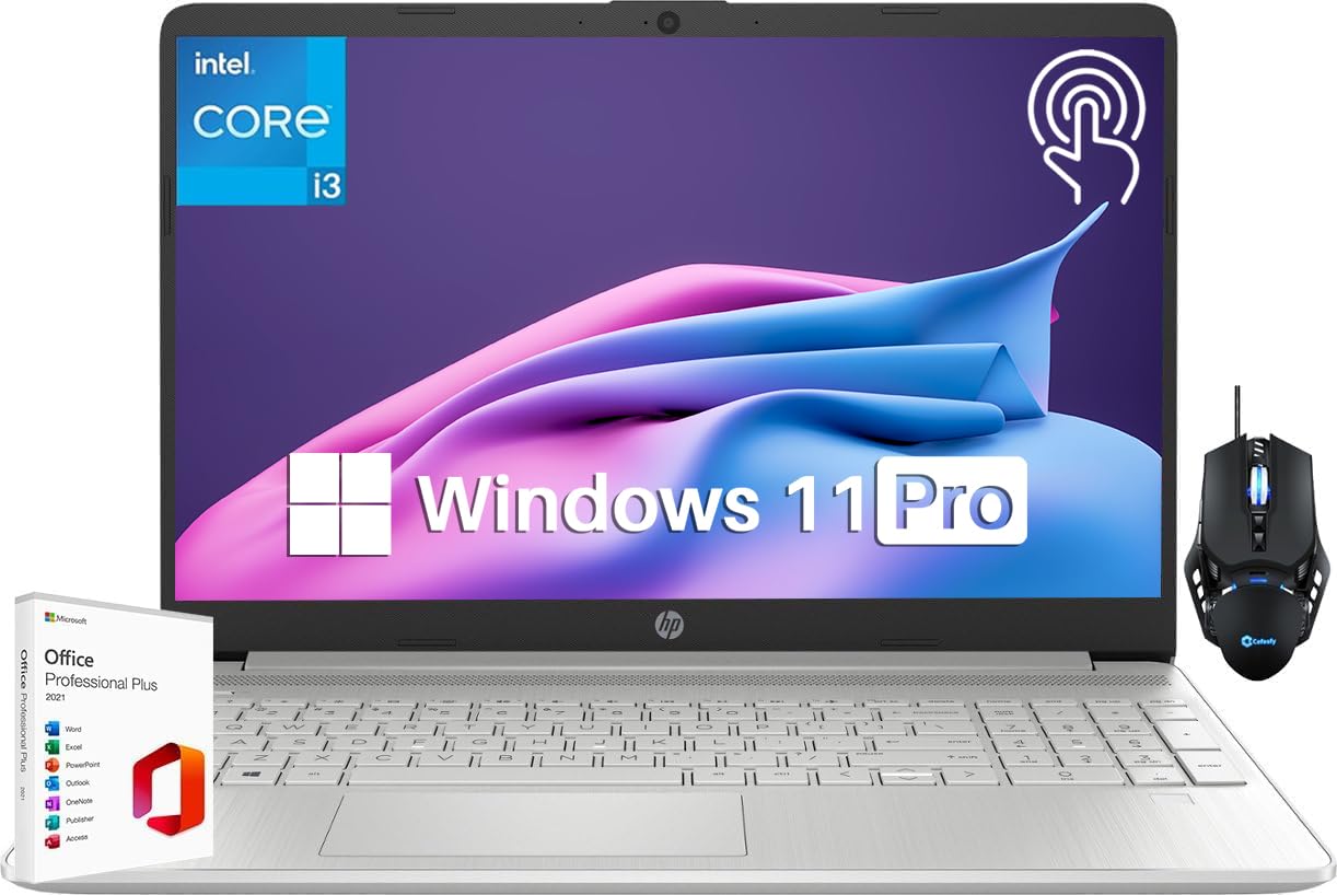 Hp 2024 Newest Touchscreen Business Laptop, 15.6 Inch Students Laptop With Office Lifetime License, Windows 11 Pro, Intel Core I