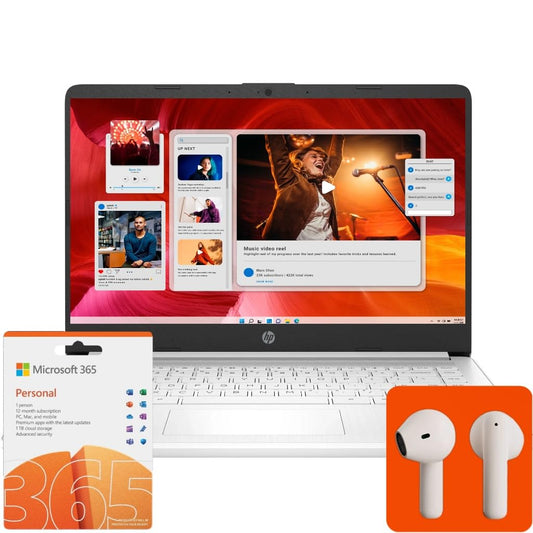 Hp Flagship 14'' Laptop With Free Ai-Powered Microsoft 365 | Bluetooth Earphones | 16Gb Ram | 512Gb External Drive & 64Gb Onboar