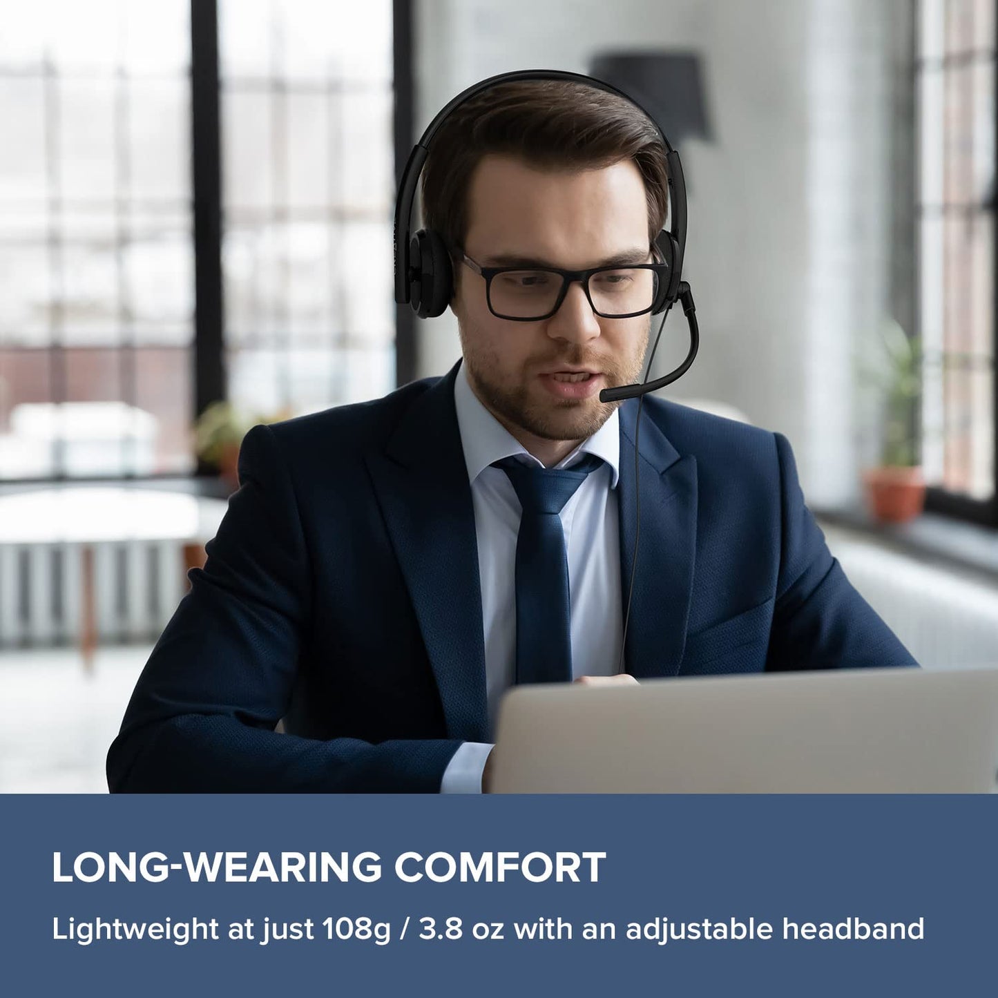 Creative HS-220 Wired Headset with Noise-Cancelling Mic and Inline Remote 30 mm Neodymium Drivers Plug-and-Play Compatible with any PC or Mac Computer USB-A port (51EF1070AA001)