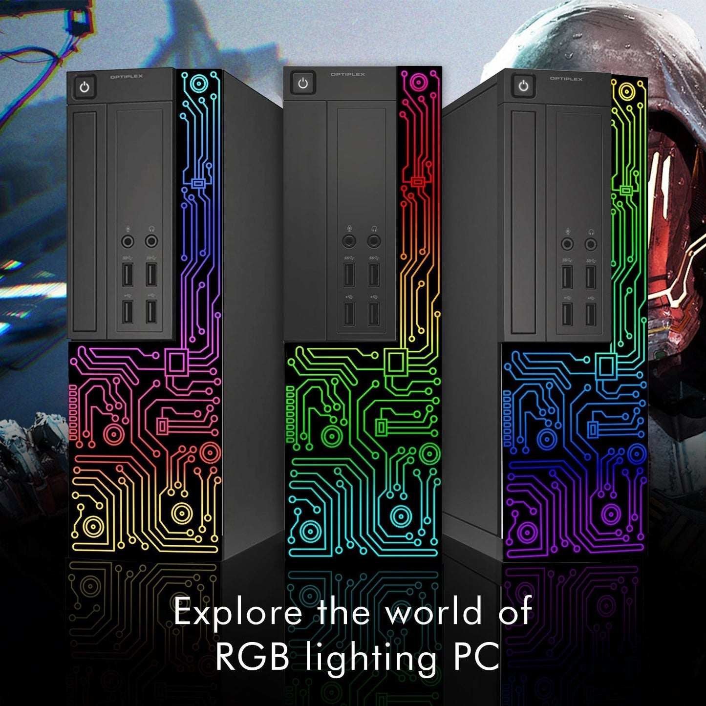 Dell OptiPlex Gaming Desktop Computer with Customized RGB Lights Intel i5 Quad-Core Processor 16GB RAM 512GB -1TB SSD Win 10 Pro WIFI, Gaming PC Keyboard & Mouse - Refurbished