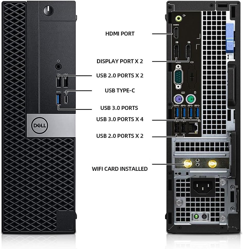 Dell OptiPlex 7050 SFF Desktop, Intel Core i7 7700, 3.6 GHz, 16 GB - 32 GB DDR4 RAM, 512 GB - 1TB NVMe M.2 SSD, 2 TB HDD, 1200mbps Built-in WiFi, HDMI, Wireless Keyboard & Mouse, Windows 10 Pro