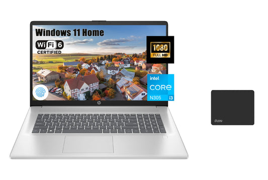 Hp 17.3'' Laptop For Student And Business, Fhd Ips Anti-Glare Display, Intel I3-N305, Intel Uhd Graphics, Fingerprint, Wi-Fi 6,