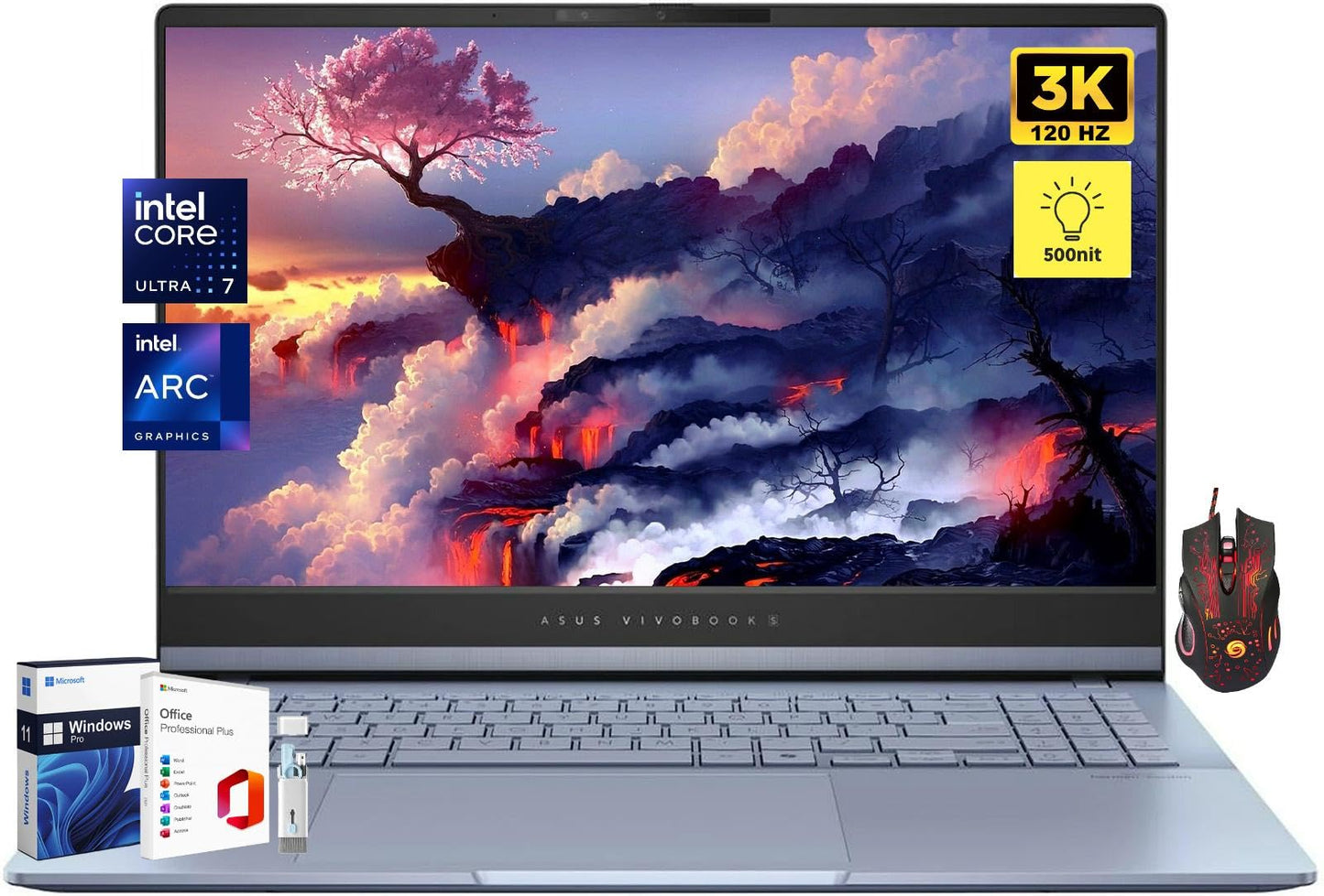Asus Vivobook S 15 Oled Laptop, 15.6'' 3K 120Hz Rgb Color Gamut Screen, Intel Ultra 7 155H, 16 Gb Ddr5, 1 Tb Ssd, Wifi 6E, Backl