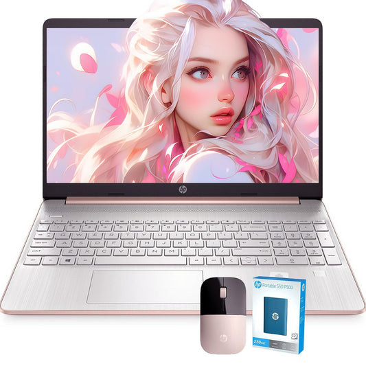 Hp 15.6'' Rose Gold Laptop, 16Gb Memory, 256Gb Ssd Storage, Amd Ryzen 3 3250U, Fingerprint Reader, Sd Card Reader, Hdmi, Webcam,