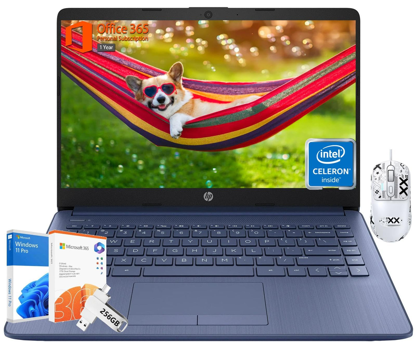 Hp 14 Inch Student Business Laptop - Windows 11 Pro, Intel Quad-Core Cpu, 16 Gb Ram, 320 Gb Storage(64 Gb Emmc+256 Gb Usb C Flas