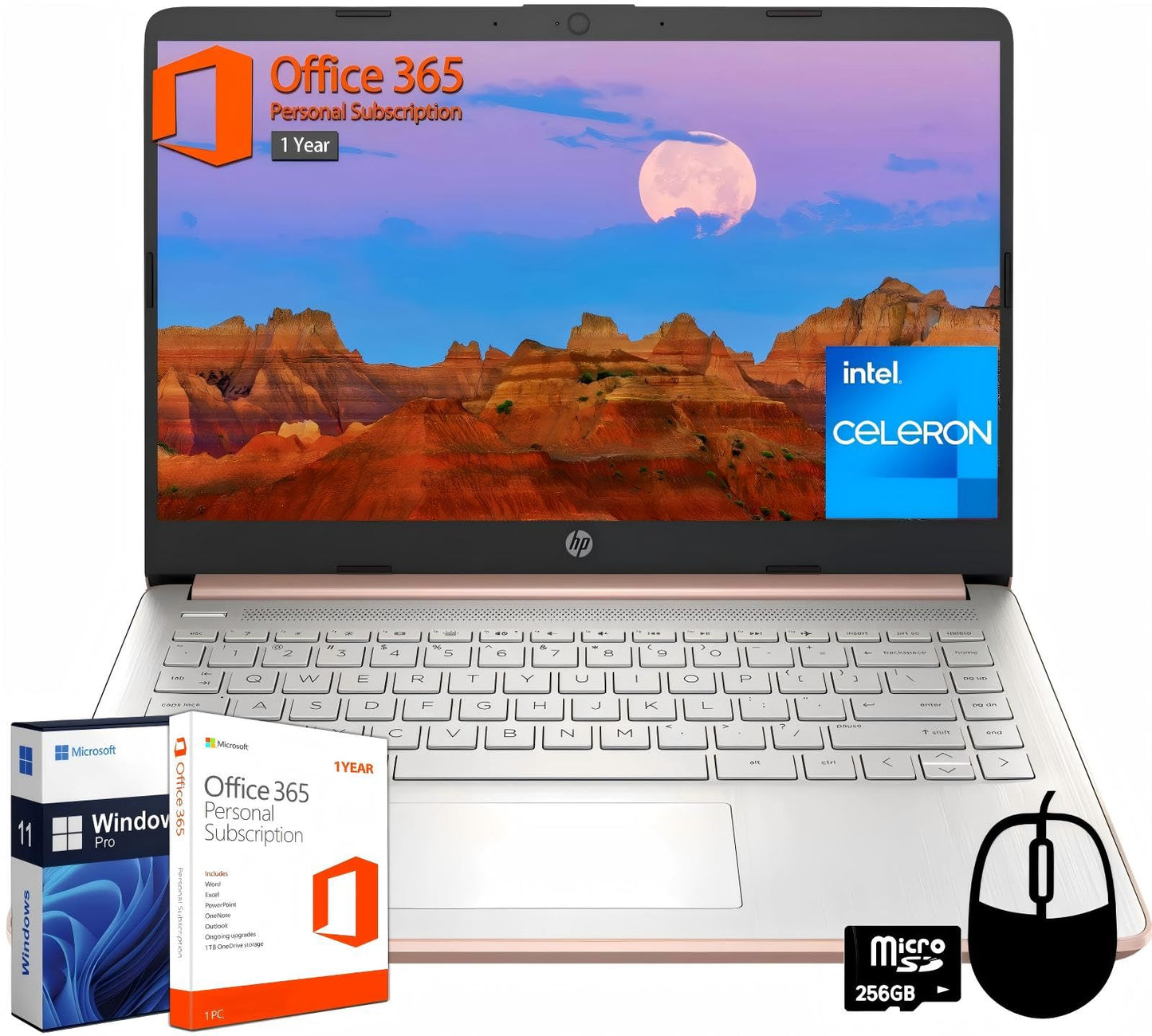 Hp 14 Inch Laptop For Student Business, With One-Year Office 365 & Windows 11 Pro, Intel Dual-Core N4120, 16 Gb Ram, 384 Gb Stor