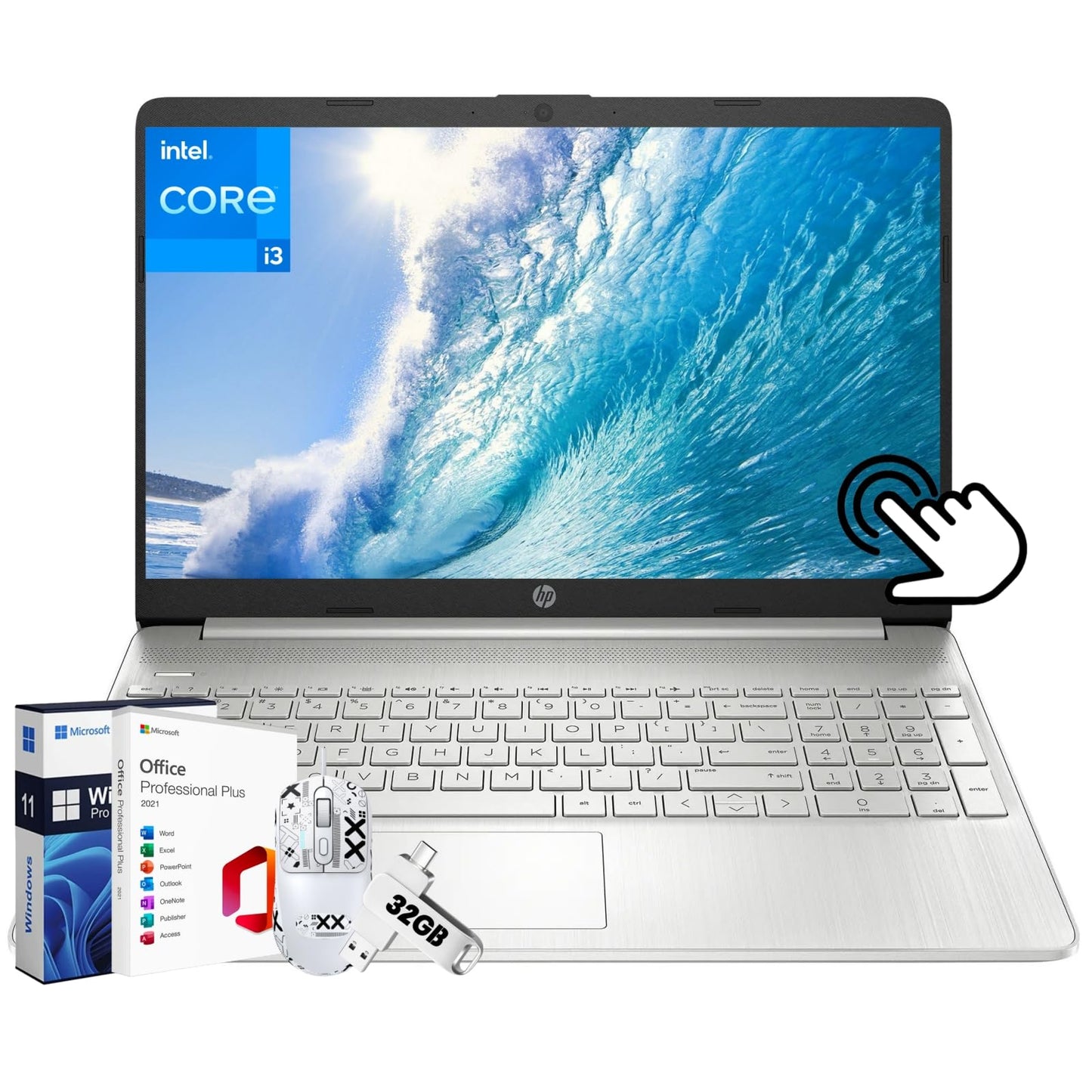 Hp 15.6'' Touchscreen Business Laptop, With Microsoft Office Lifetime License, Student Laptop, Intel I3-1215U Processor, 64 Gb R