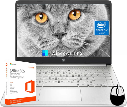 Hp 14'' Laptop For Student Business, Intel Quad-Core N4120, 16Gb Ram + 384Gb Storage (128Gb Emmc+256Gb Msd), Long Battery Life,