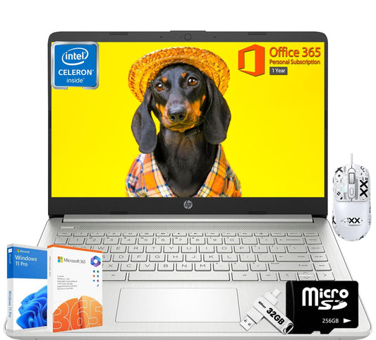 Hp 14 Inch Student Business Laptop Computer - Windows 11 Pro, Intel Quad-Core Cpu, 16 Gb Ram, 416 Gb Storage(128 Gb Emmc+256 Gb
