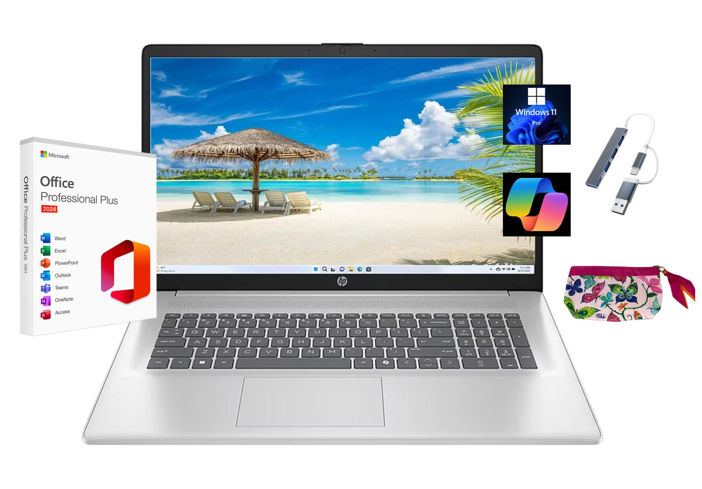 Hp 2025 17.3'' Hd+ Laptop, With Free Lifetime Microsoft Office 2024, Intel Core I3-N305, 16Gb Ram, 256Gb Ssd, Intel Uhd Graphics