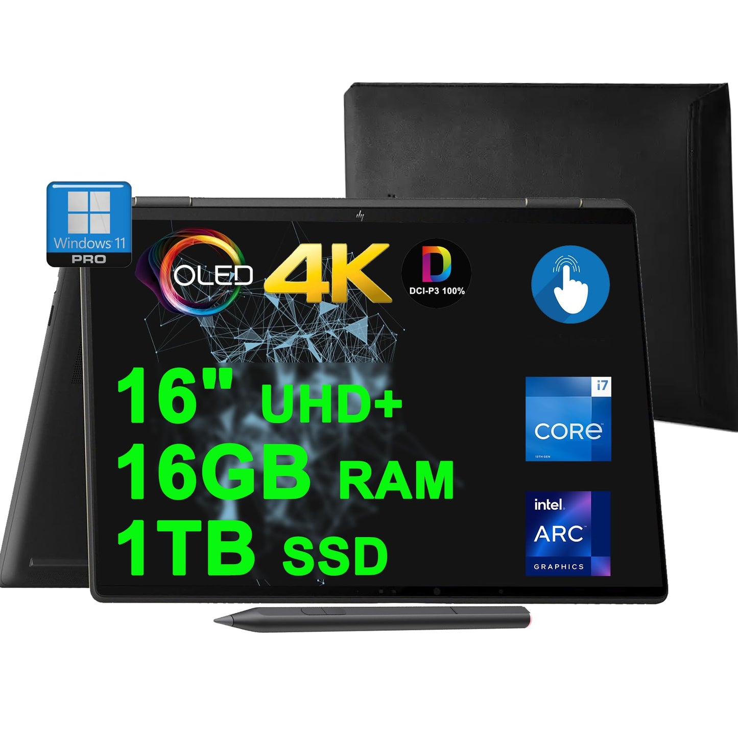 Hp Spectre X360 Business 2-In-1 Laptop 16'' 4K Oled Touch 500Nits Intel 12-Core I7-1360P 16Gb Ram 1Tb Ssd Intel Arc A370M Backli
