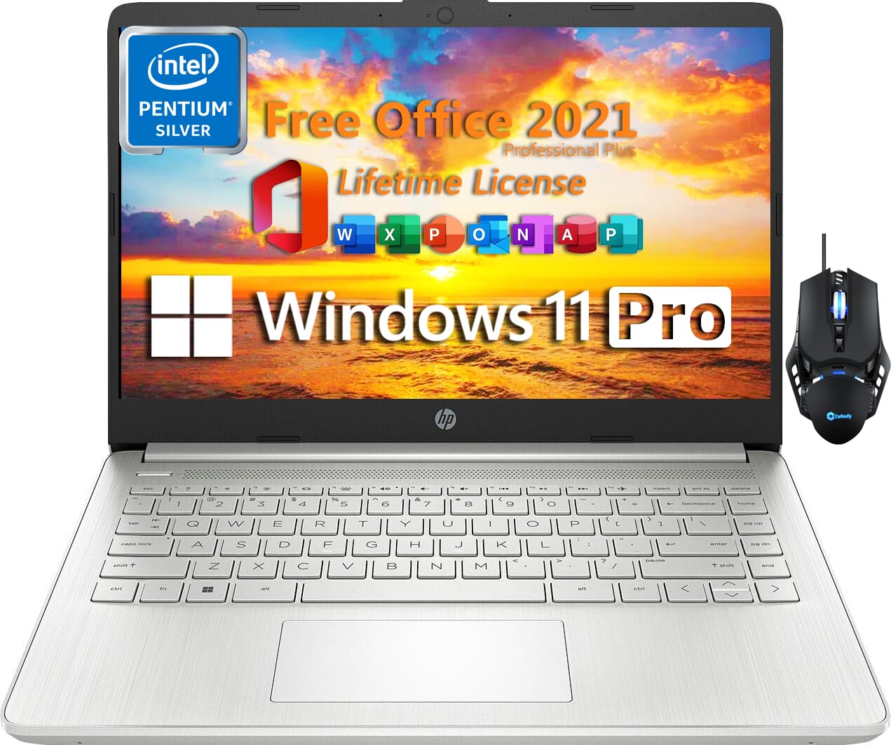 Hp Essential 14 Inch Everyday Laptop For Student, Intel Pentium Silver N5030, 8Gb Ram, 512Gb Ssd, Windows 11 Pro & Microsoft Off