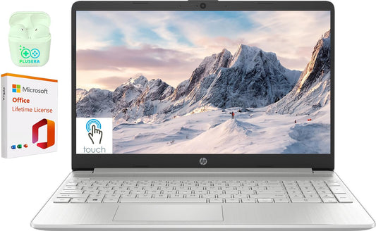 HP Laptop, 15.6' Touchscreen Business & Student Laptop Computer, Intel Core i3 12th Gen, 32GB RAM 1TB SSD, Windows 11 Home Laptop with Microsoft Office Lifetime License, Plusera Earphone, Silver